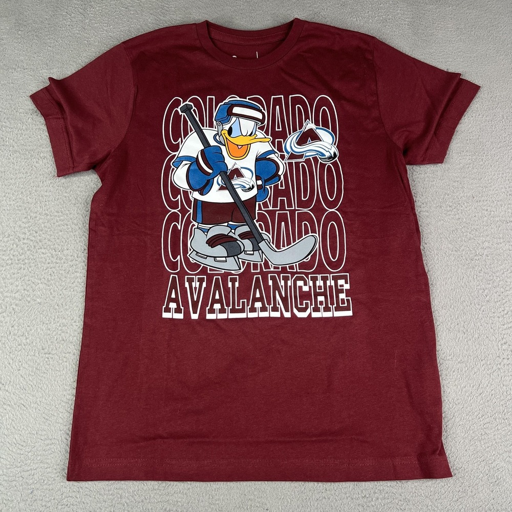 Colorado Avalanche Shirt Youth Large 14/16 Burgundy NHL‎ Hockey Donald Duck Tee